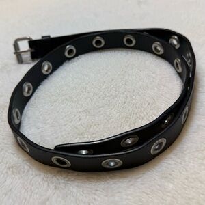 BRANDY MELVILLE Black Grommet Leather-Style Belt